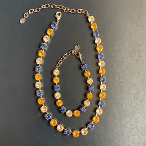 Handmade blue gold & silver necklace/bracelet set